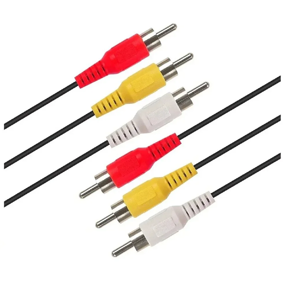 AV Male to Male 3 RCA Audio Video Composite Cable Black (6 feet)